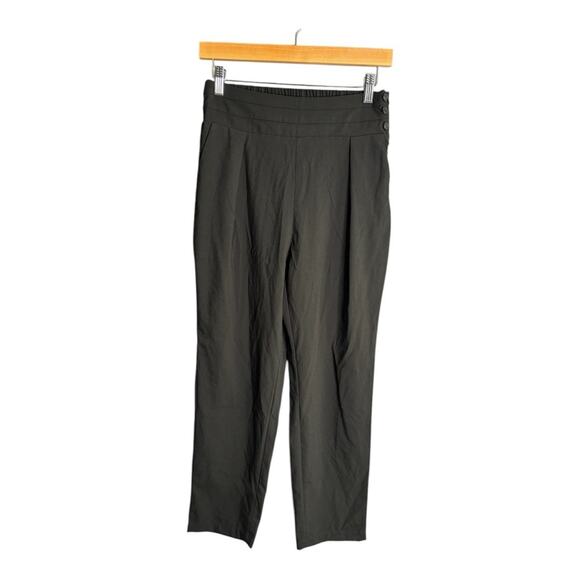 Cider Black High Waisted Ankle Length Pants With Side Zipper and Buttons Sz M - Picture 1 of 7
